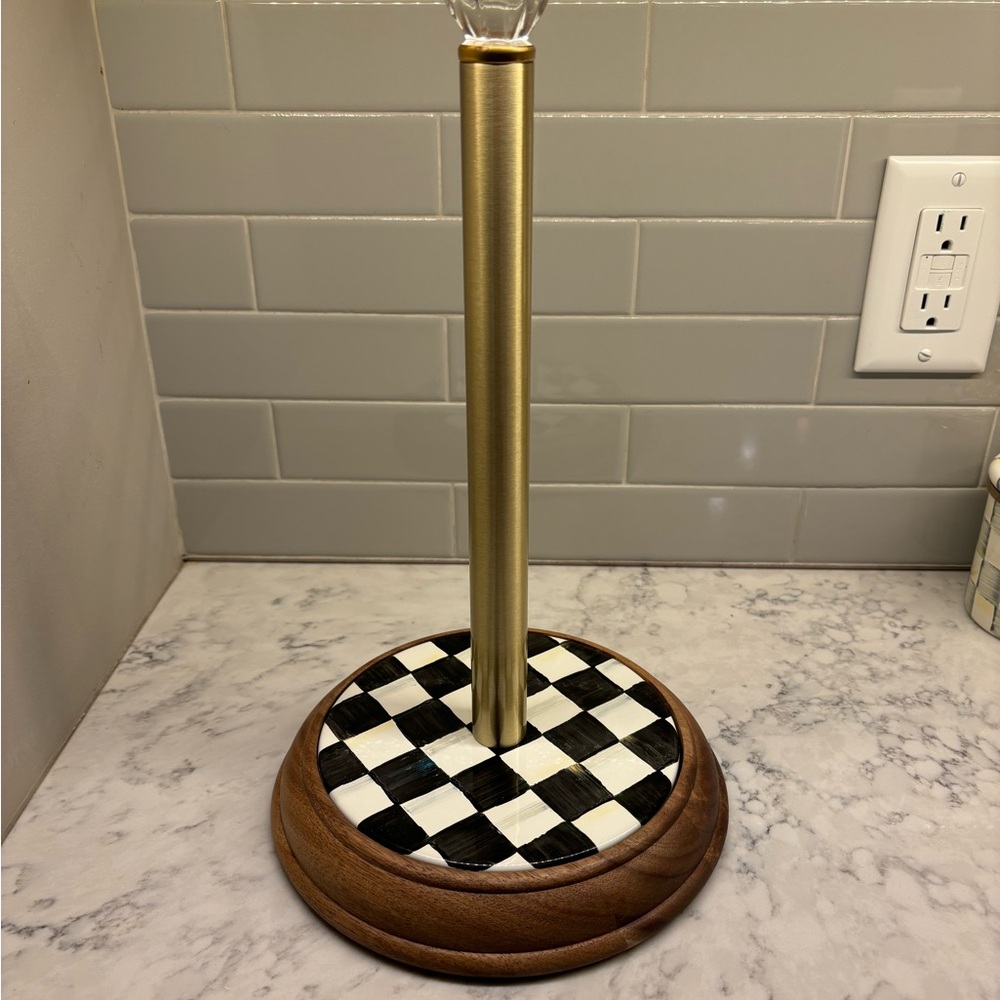 Mackenzie-Childs Courtly Check Wood Paper Towel Holder